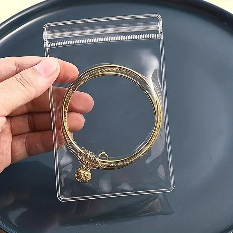 100 pieces in transparent jewelry bag, sealed bag, earrings, earrings, jewelry storage bag, small packaging bag Qme