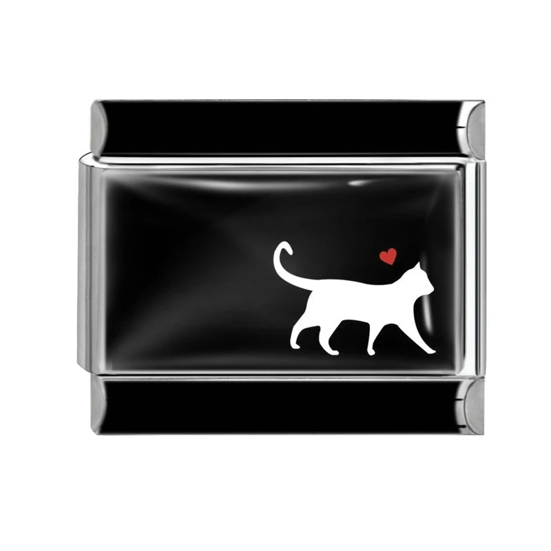 Wholesale Colorful Dog Cat Black Sun Moon Eye Italian Charm Links Fit 9mm Stainless Steel Bracelet Women Jewelry DIY Making Gift Qme Style 6