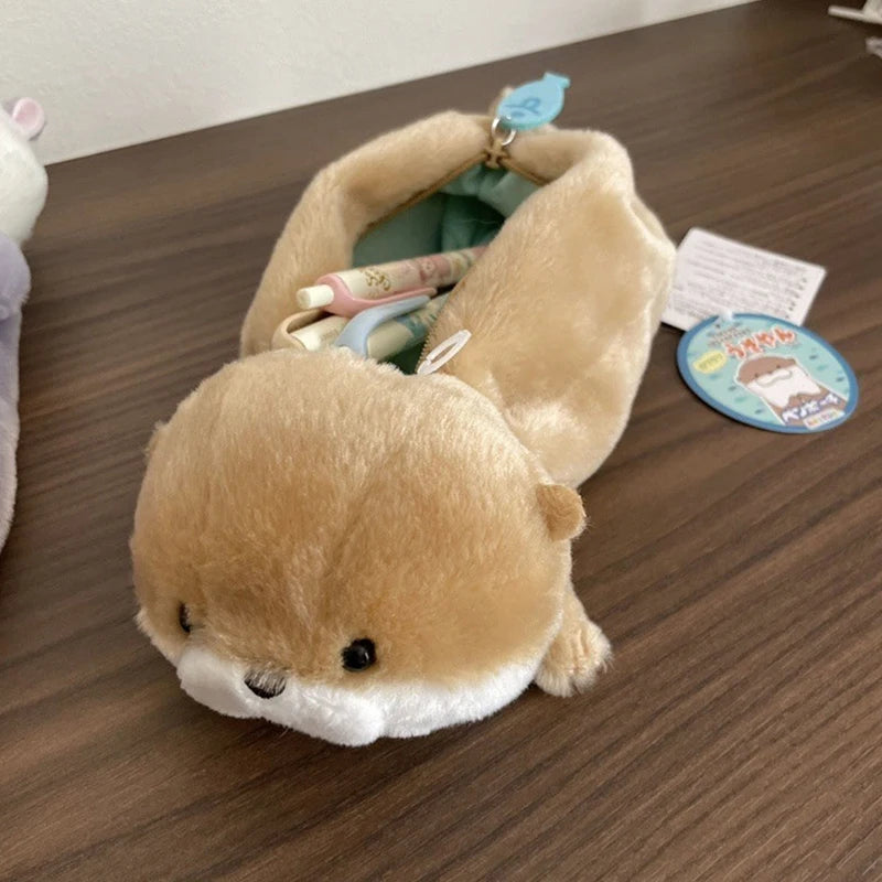 Pencil Case Cute Little Otter Plush Cartoon Animal Doll Pen Bag Qme