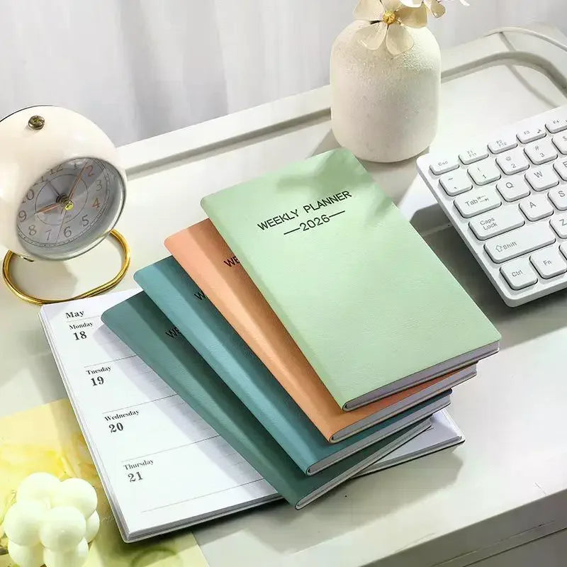 A6 2026 Daily Planner Morandi Leather Calendar 64 Sheets 128 Page Qme