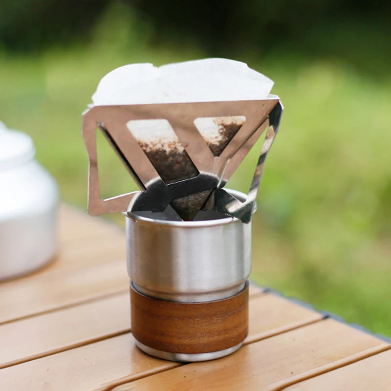 Coffee Drip Rack Residue Filter Outdoor Camping Portable Stainless Qme