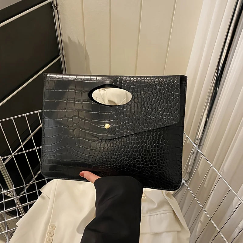 Casual Trendy Handbag, Modern Minimalist Crocodile-Pattern Handbag，Suitable the Office, Casual Occasions, Outings, and Shopping Qme