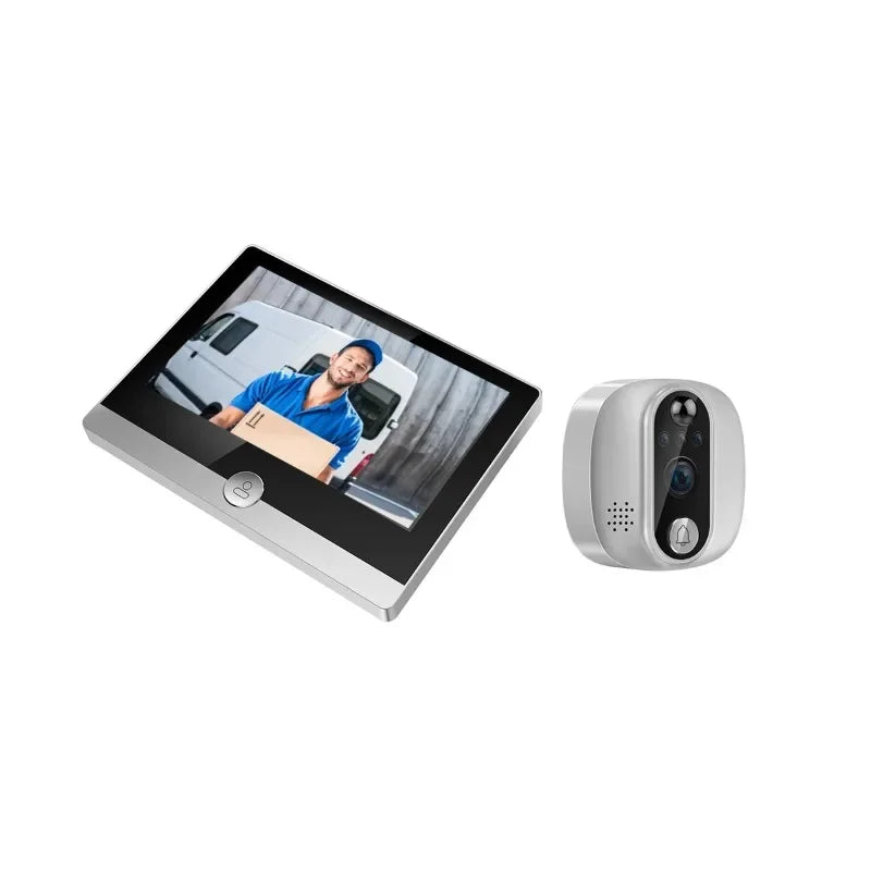 New 4.3 Inch Screen Wireless HD Cat's Eye Video Door Phone Intelligent Visual Doorbell Wifi Intercom Inductive Monitoring Qme
