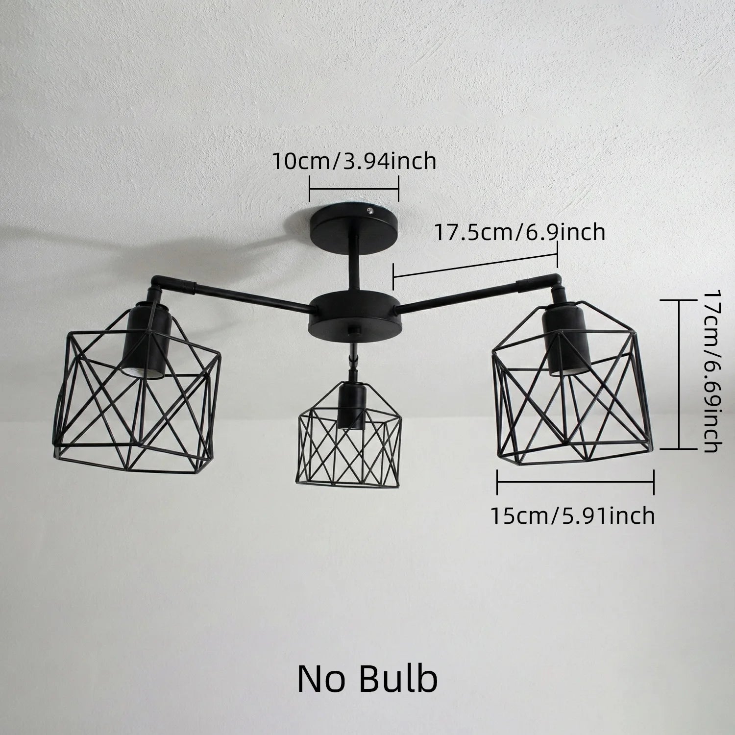 Black Iron Cage Luminaires Loft Vintage Ceiling Lights Kitchen Bedroom Living Room Study Chandelier Lighting fixtures Qme