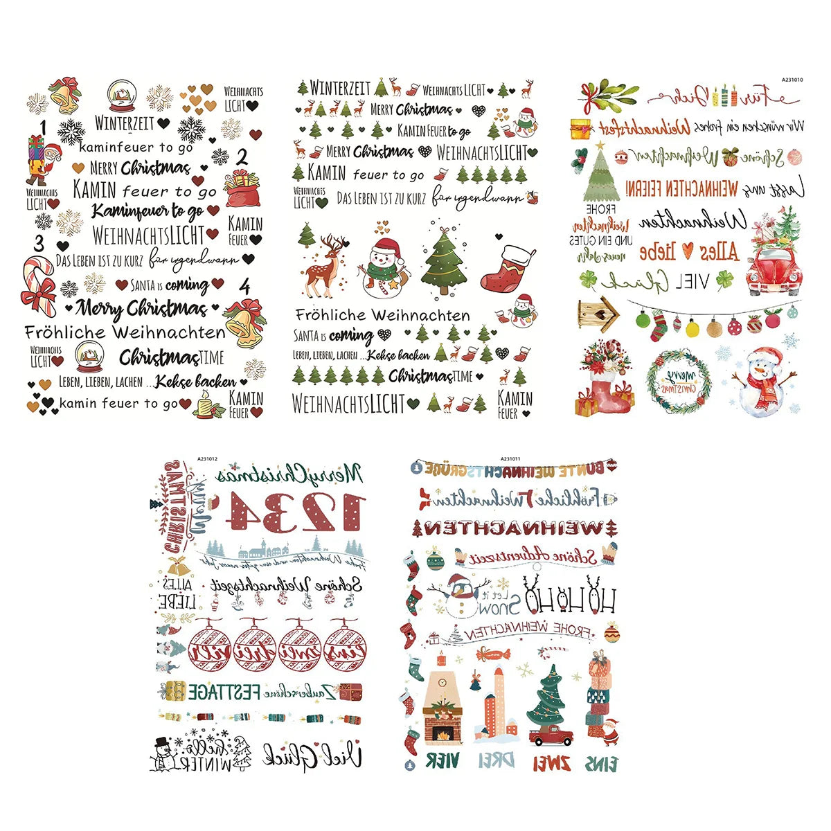 5Sheets Chirstmas Decoration Stickers Diy Candle Surface Decor Stickser Self Adhesive Candle Decals Water Transfter Sticker Qme A