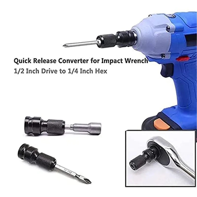 Impact Wrench Drill Adapter 1 2 4 Hex Converter Socket Extension Bit Qme