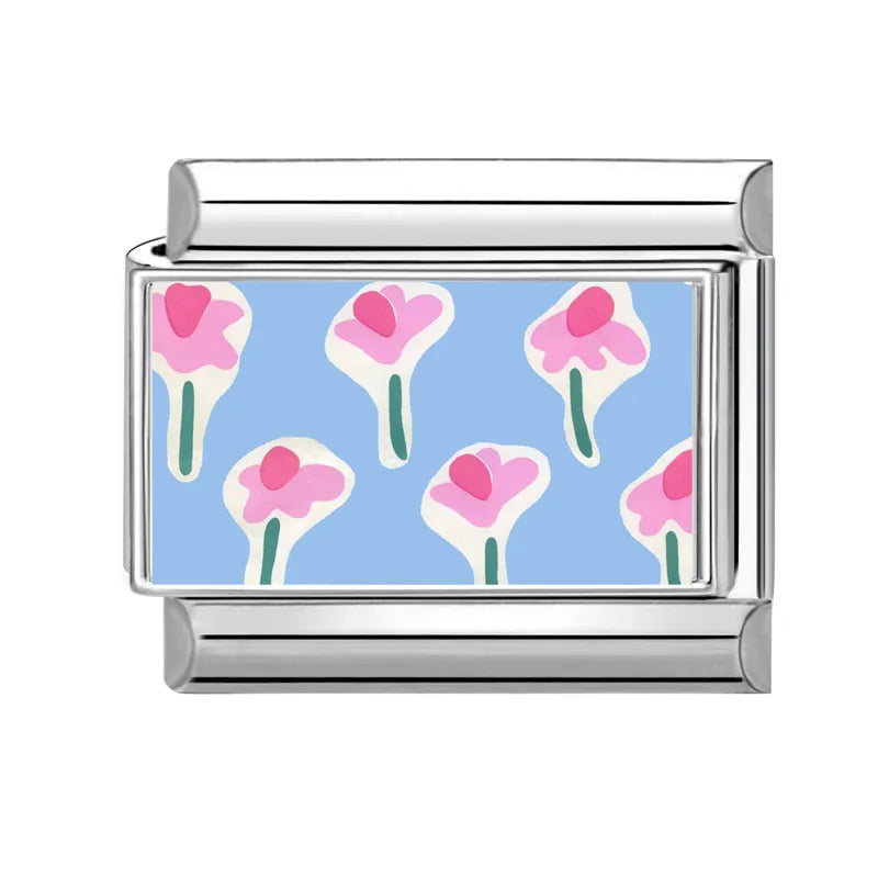 Fashion Lake Sunset Scenery Tulips Flowers Heart Italian Charm Links