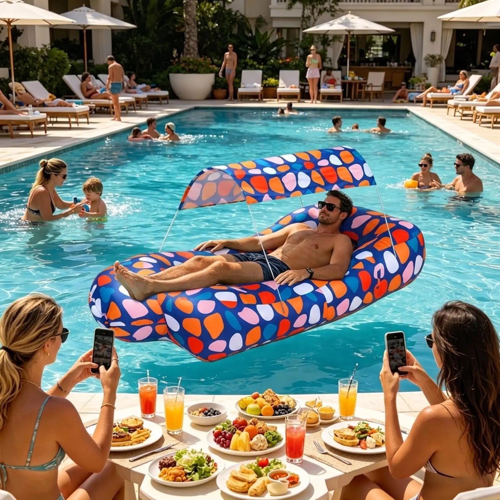 Beach Inflatable Lounger Pool Air Sofa Sun Shade Easy Up Hiking Qme