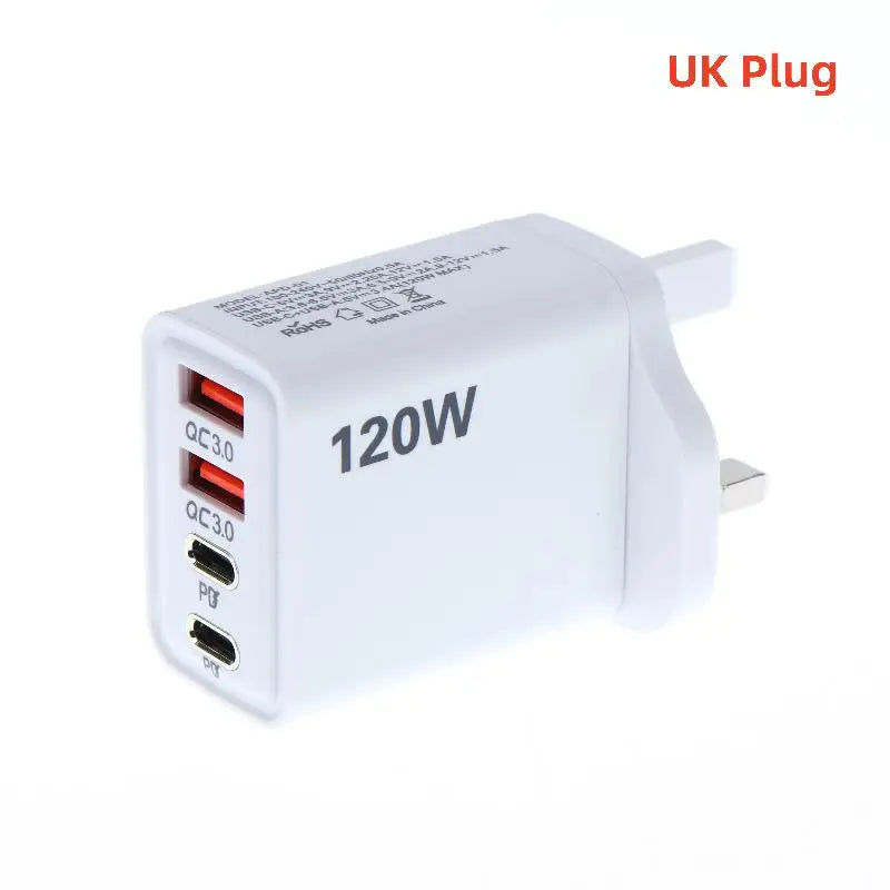 4 Port 120W USB C Fast Charger Station PD QC30 Wall Adapter Qme A1