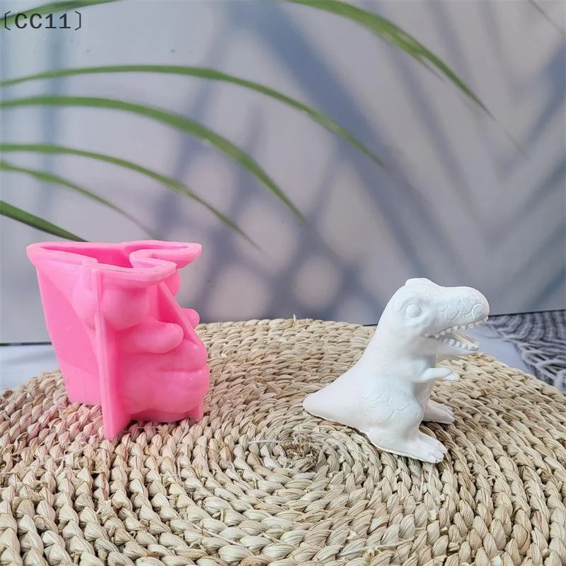 CC11 Dinosaur Candle Mold DIY Plaster Desktop Ornament Silicone Qme