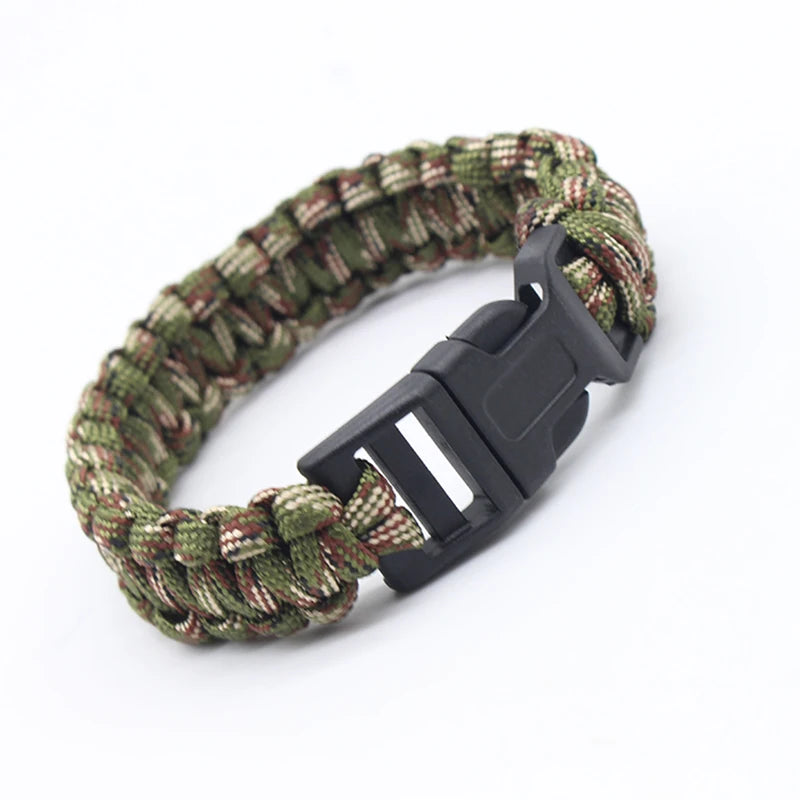 23cm Seven Core Paracord Escape Outdoor Emergency Plaited Rope EDC Camping Survival Saving Bracelet Tools Umbrella Rope Bracelet Qme Green Camouflage