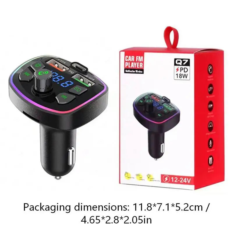 Versatile Bluetooth 5 0 Car Charger FM Transmitter PD 18W Type-c Dual Qme