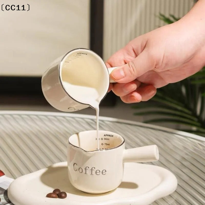 Ceramic Espresso Coffee Measuring Cup Scale Extraction Milk Pitcher Qme