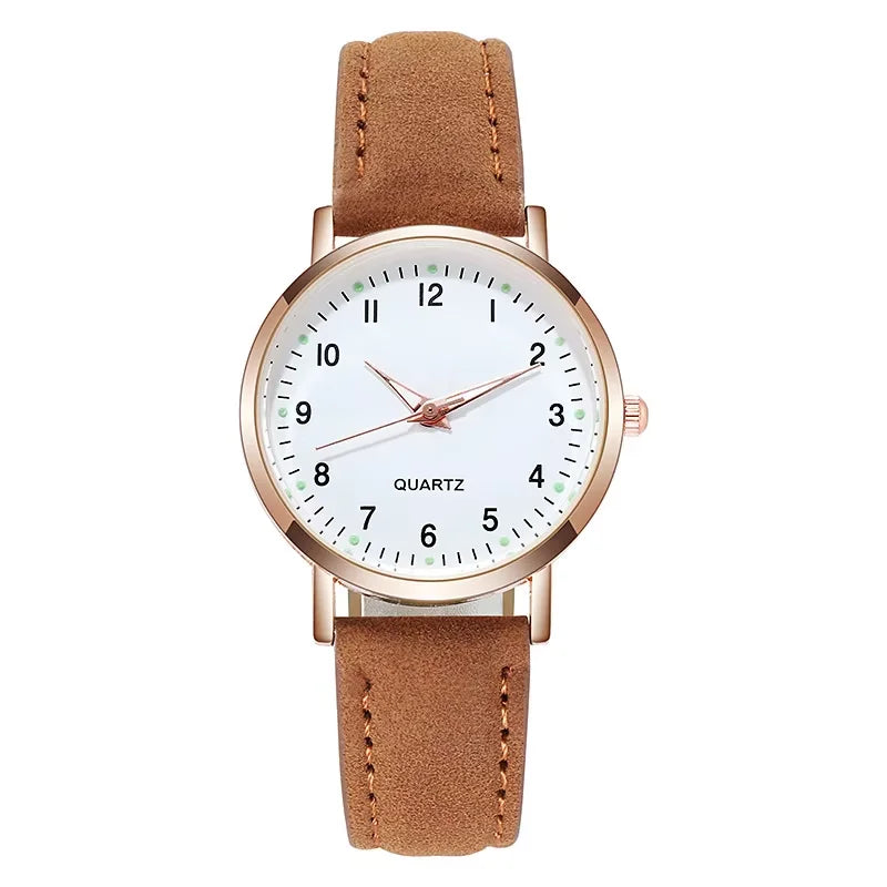 NEW Watch Women Fashion Casual Leather Belt Watches Simple Ladies' Small Dial Quartz Clock Dress Wristwatches Reloj mujer Qme brown