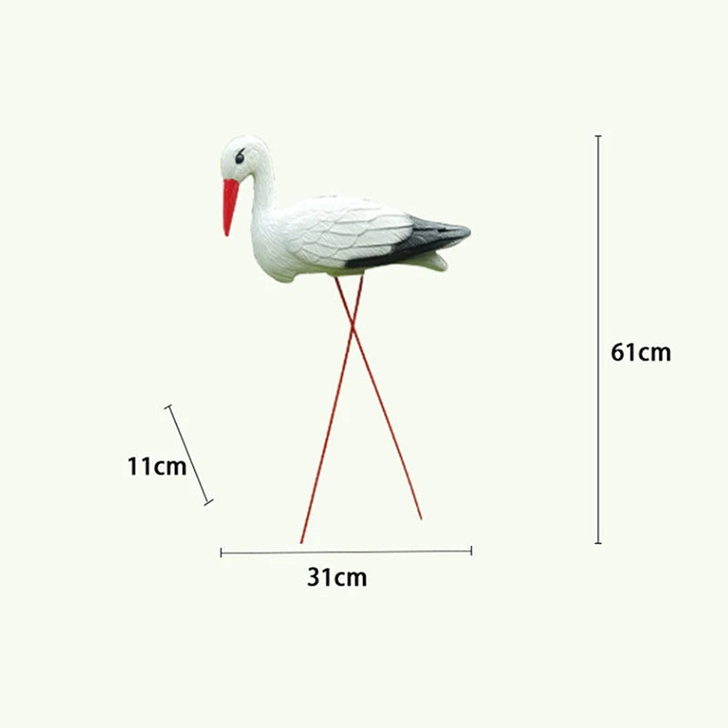 Outdoor Garden Decoration Creative Lifelike Animal Model White Crane Qme Default Title