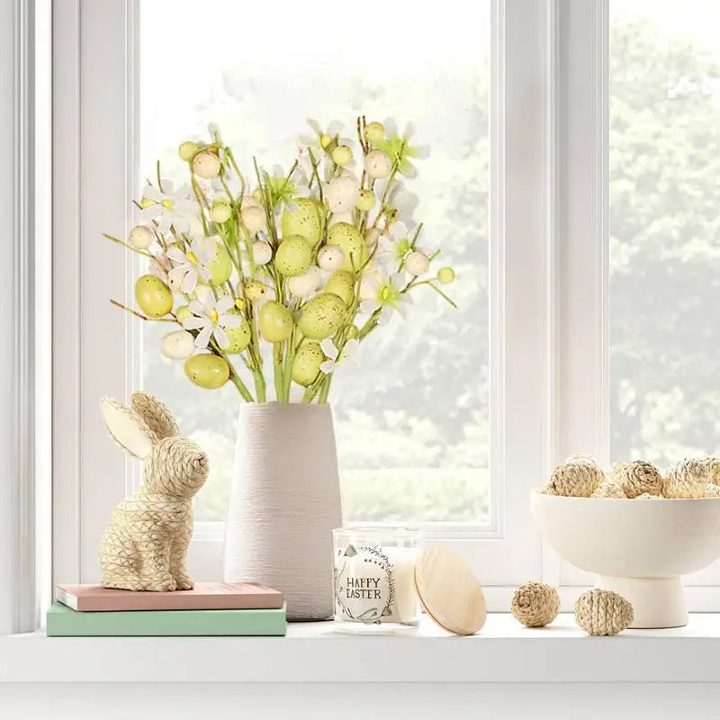 Artificial Easter Egg Flowers 6X Floral Bouquet Pick Branches Spring Qme