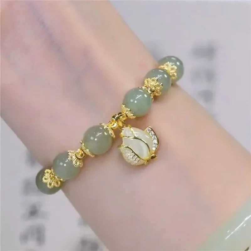 b05 Fashion Creative Lucky Imitation Hotan Jade Bracelet Vintage Light Handmade Jewelry Bracelet Women's Girls Jewelry Gift Qme 8