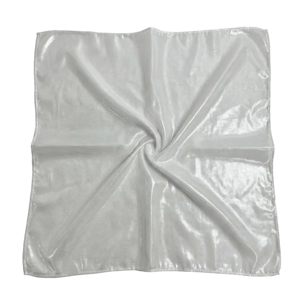 Polyester Liquid Silvery Headscarf Sparkly White Shiny Metallic Bandana Lightweight Breathable Satin Square Turban Qme White