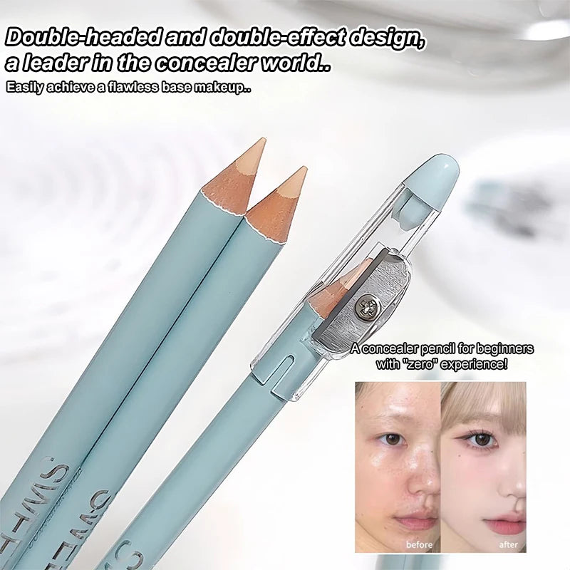 Wooden Dual-effect Concealer Pen Brighten Tear Troughs Conceal Acne Qme