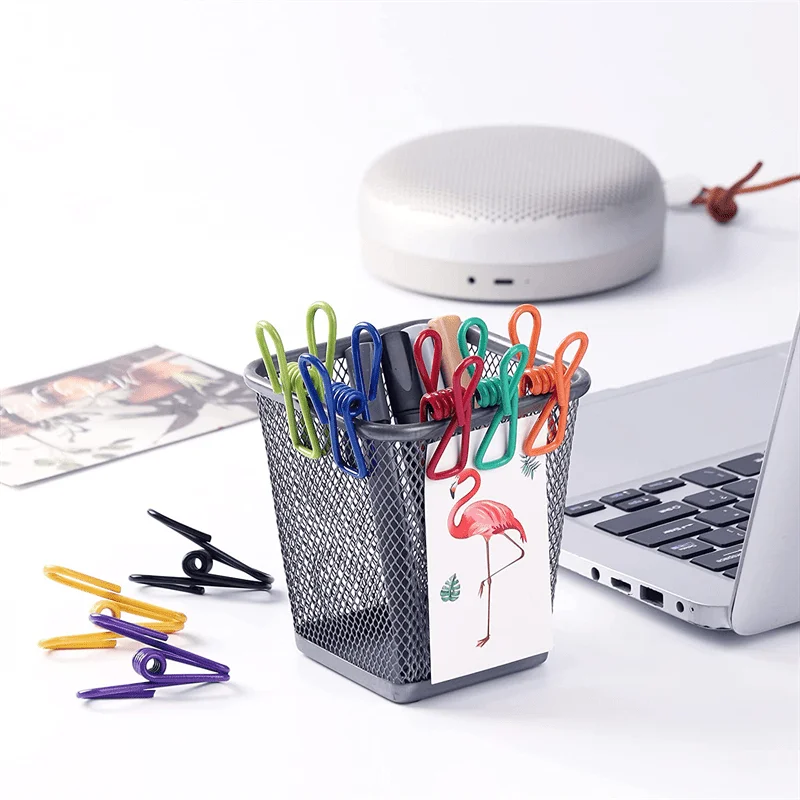 8pcs Colorful Multifunctional Coated Metal Spring Clips for Laundry Photo Paper Snack Bag Sealing Home Outdoor Use Qme