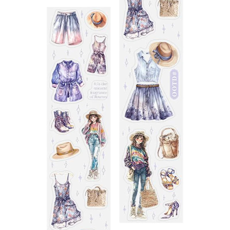 1 Roll Daily Collage Outfit Theme Die-Cut Washi Tape, Suitable for Scrapbooking DIY Scrapbook Collage Supplies, Phone Case Qme 2