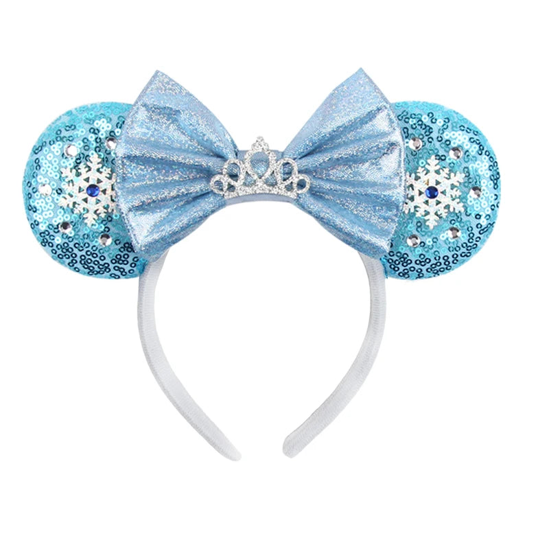 New Glitter Crown Castle Hairband Girls Princess Party Headwear Sequins Mouse Ears Bow Headband Hair Accessories Kids Boutique Qme Headband 1