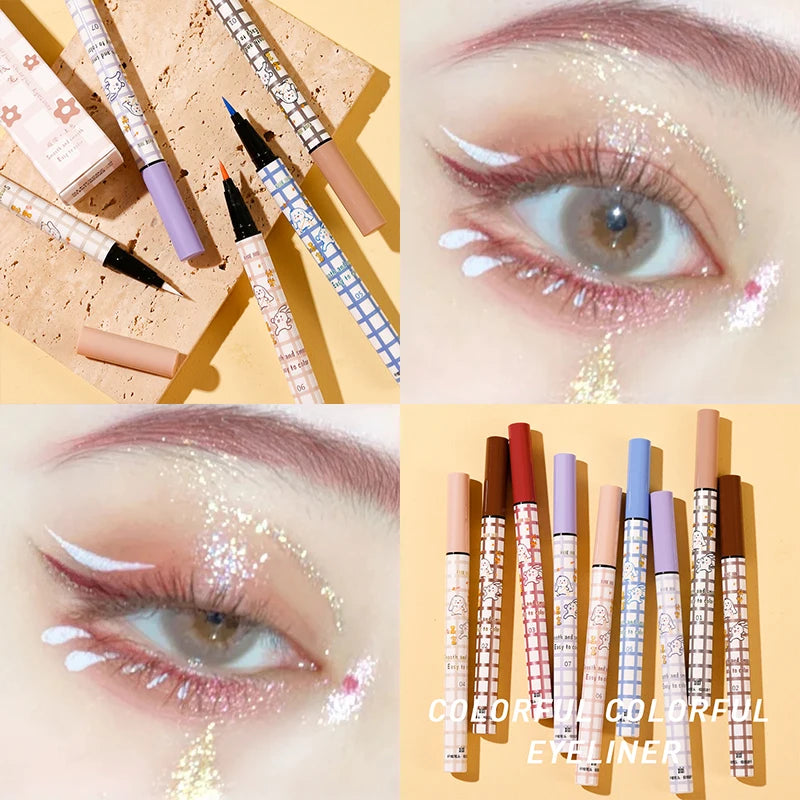 Smooth Colorful Eyeliner Pencil Matte Waterproof Not Blooming Black Eyeliner Pen Long Lasting Liquid Eye Liner Makeup Cosmetics Qme