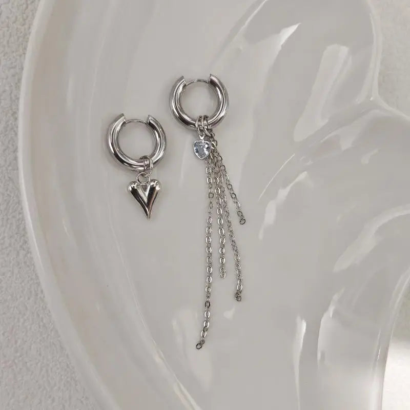 Punk Long Heart Star Pendant Earrings Women Simple Fashion Geometric Qme A2