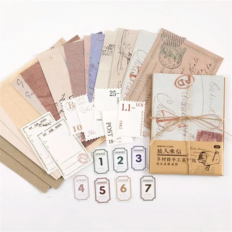 30 pcs/lot Vintage Background paper Diy Scrapbooking material paper Decorative Labels junk journal Stationery supplies Qme B