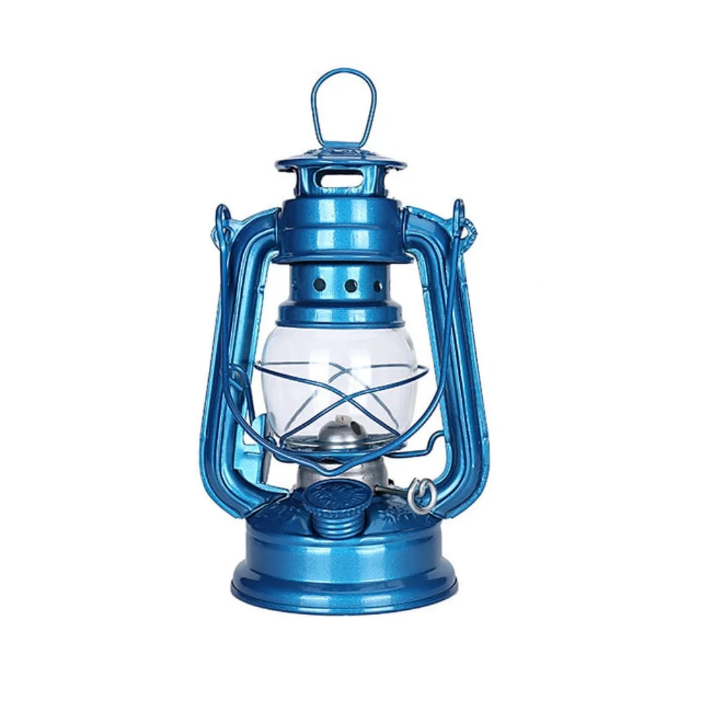 Retro Outdoor Camping Lamp Portable Lantern Bronze Colored Oil Qme one size Blue