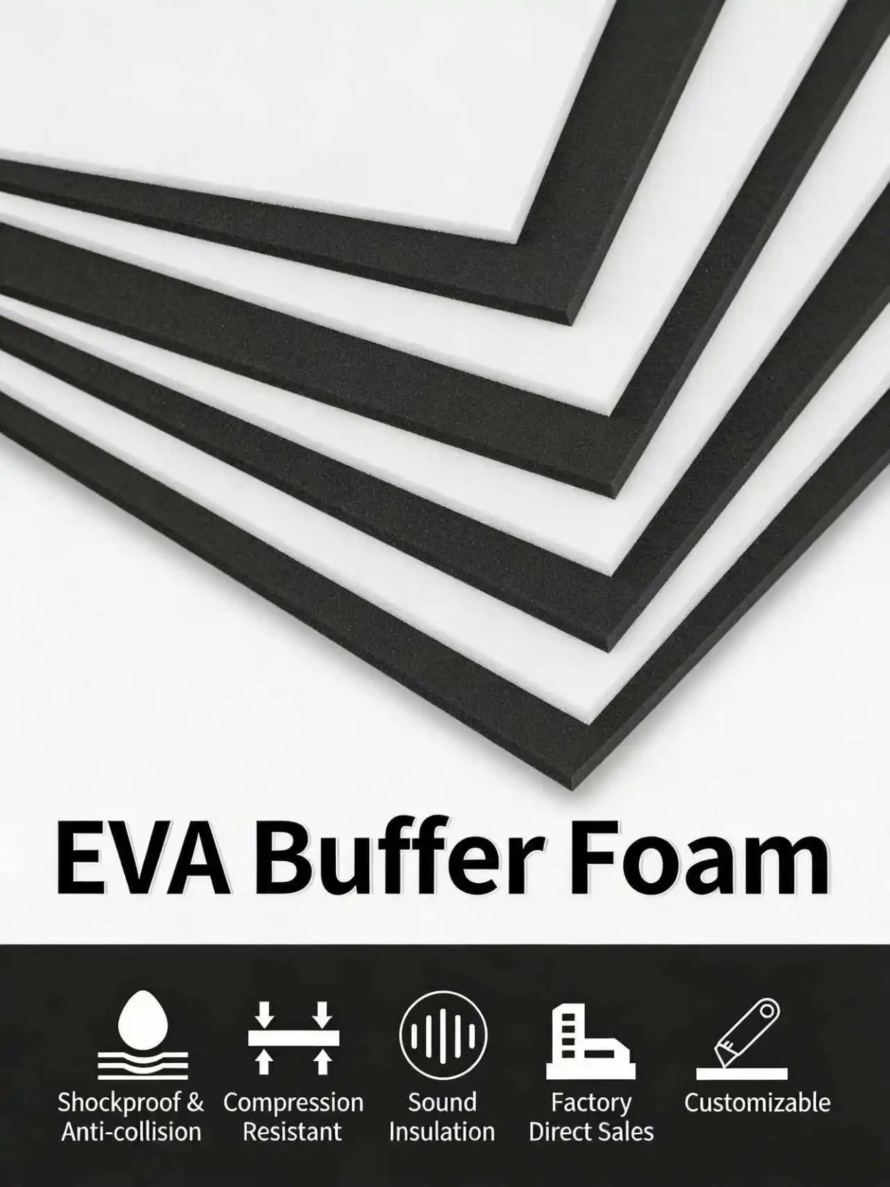Thickened EVA High-Density Sponge Board, Stiffened Foam, High-Elastic, Wear-Resistant, Pressure-Resistant, Shock-Absorbing Pad, Qme
