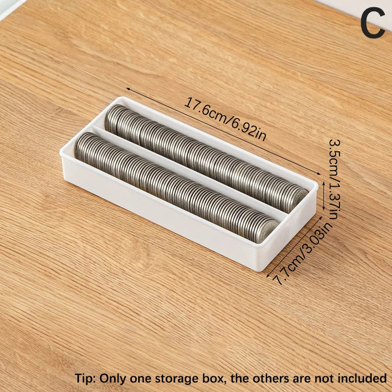 Coin Storage Collection Boxes Holder Transparent Plastic Case Qme C