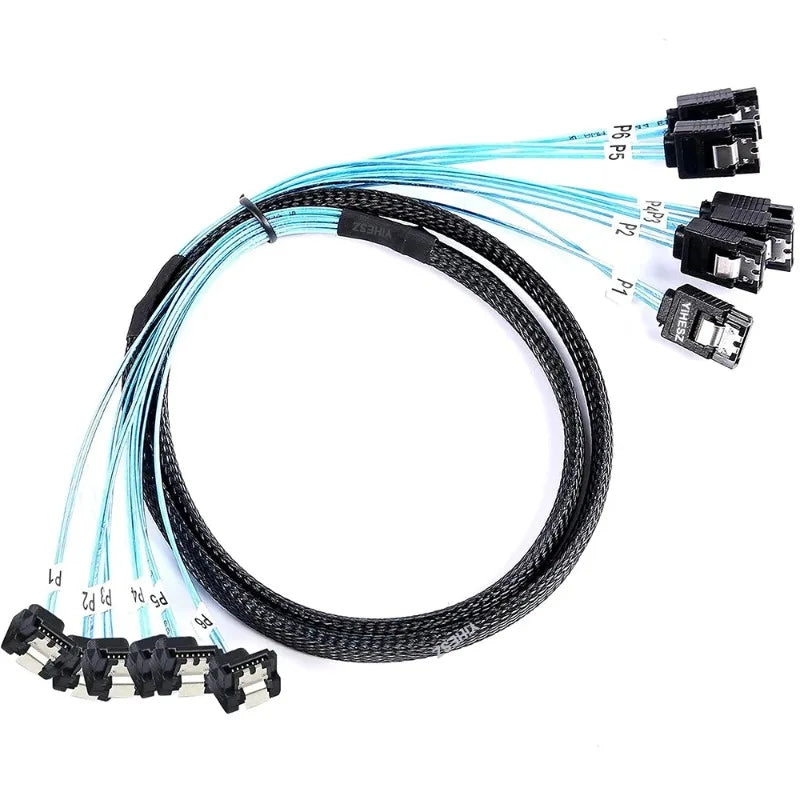 SATA 7Pin Cable 6 Pcs 180 Degree to 90 Degree Right Angle Internal SSD Hard Drive High Speed Data Connector Qme
