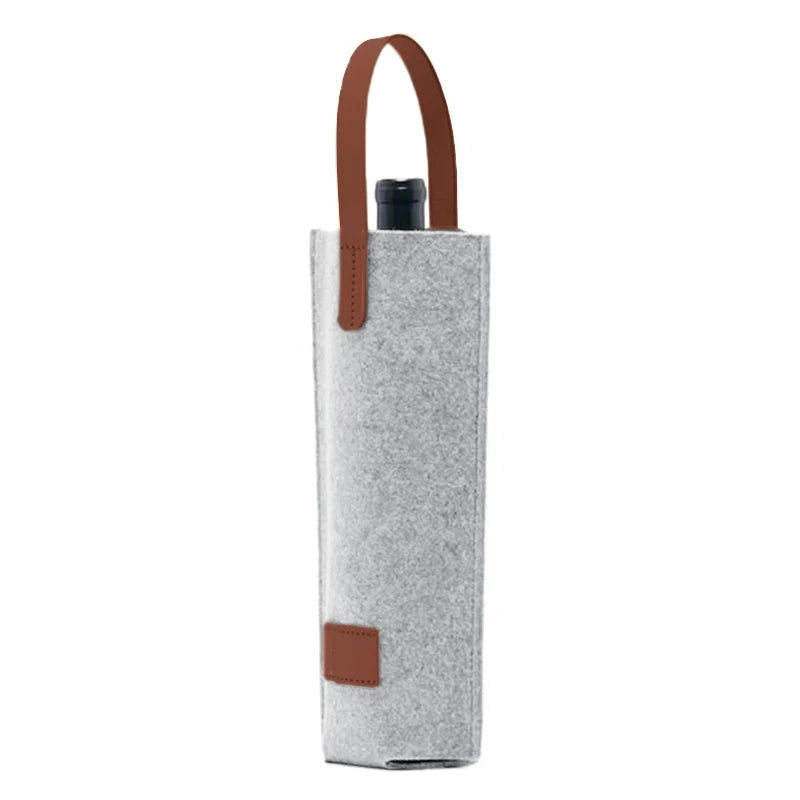 Wine Cooler Lovers Wedding Bag Felt Single Bottle Insulated Tote Qme Gray