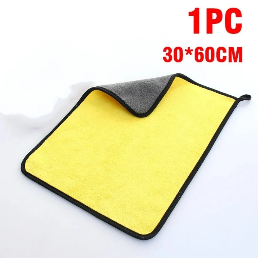 10/5/3/1pcs Thicken Microfiber Car Cleaning Towels Soft Quick Drying Windows Mirrors Wiping Rags Home Double Layer Clean Cloths Qme 1pc 30x60cm