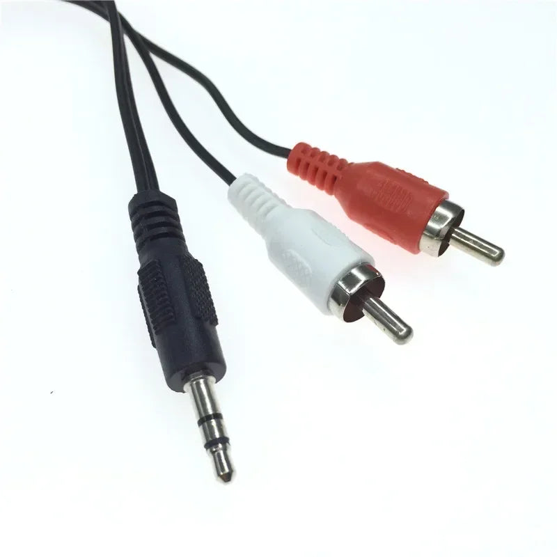 3.5mm Audio AV Video Headphone Connector Cable Cord Car Cable Splitter, 2RCA Phono Male, Stereo Male Plug To Qme 10pcs