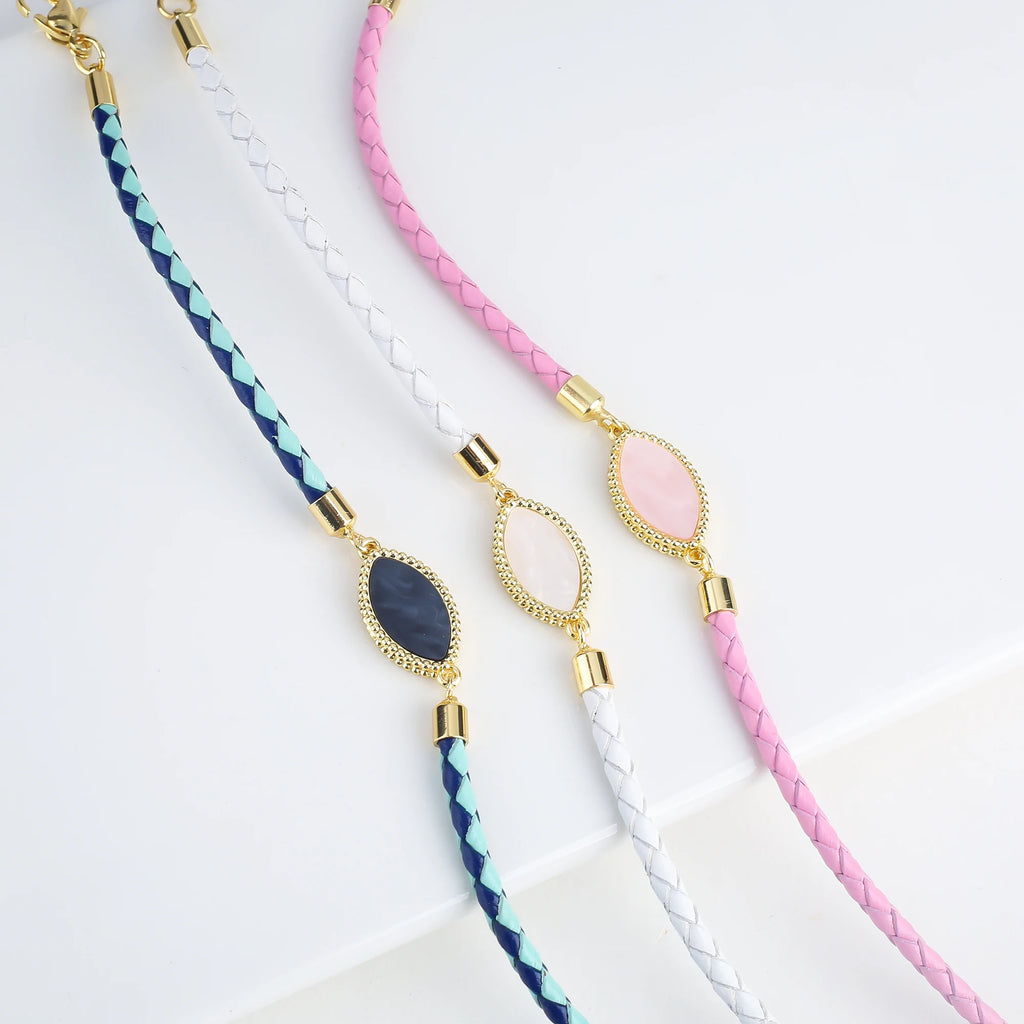 3 Color Geometric Accessories Leather Rope Braided Shell Adjustable Bracelet Simple for Woman Girl Party Jewelry Couple Gift Qme