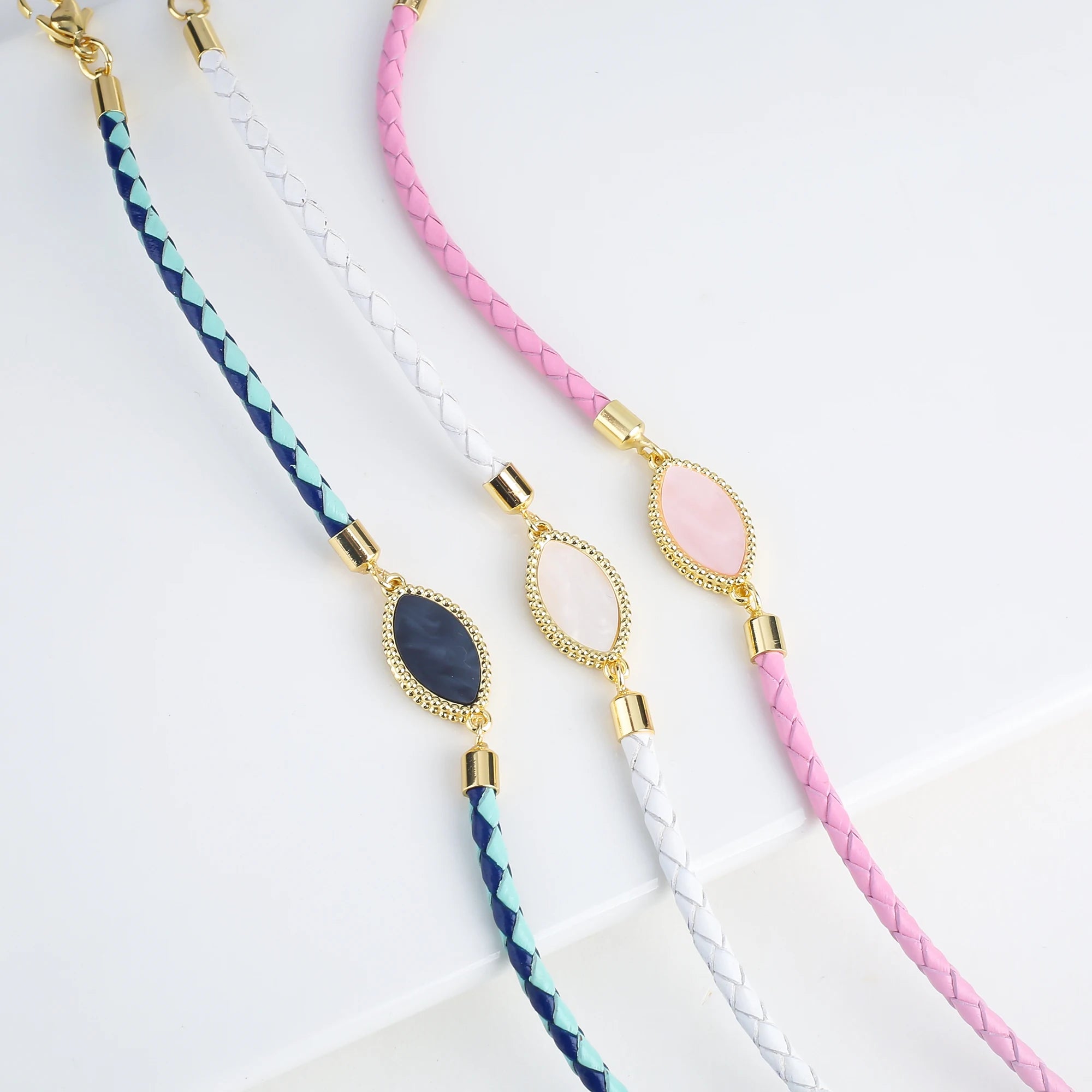 3 Color Geometric Accessories Leather Rope Braided Shell Adjustable Bracelet Simple for Woman Girl Party Jewelry Couple Gift Qme