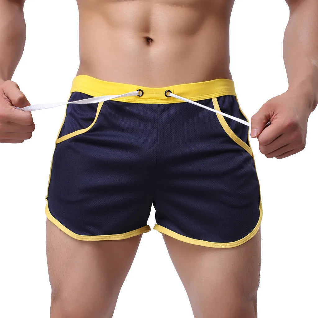 Men's Running Quick-dry Beach Trousers Sports Short Pants Elastic Joggers Bodybuilding Shorts Casual Homme Swimming Shorts Qme