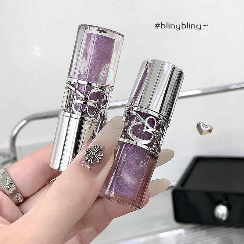 Gege Bear Glittering Mirror Lip Glaze, Watery Shimmering Light Lip Gloss Makeup 8 Colors, Hydrating Moisturizing, Long Lasting Qme