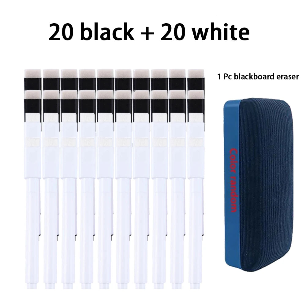 Magnetic Black/White Dry Erase Markers with Eraser Cap White Board Dry erase Markers Classroom Dry Wipe Pens for Office School Qme 40 Pcs mix 1 Eraser