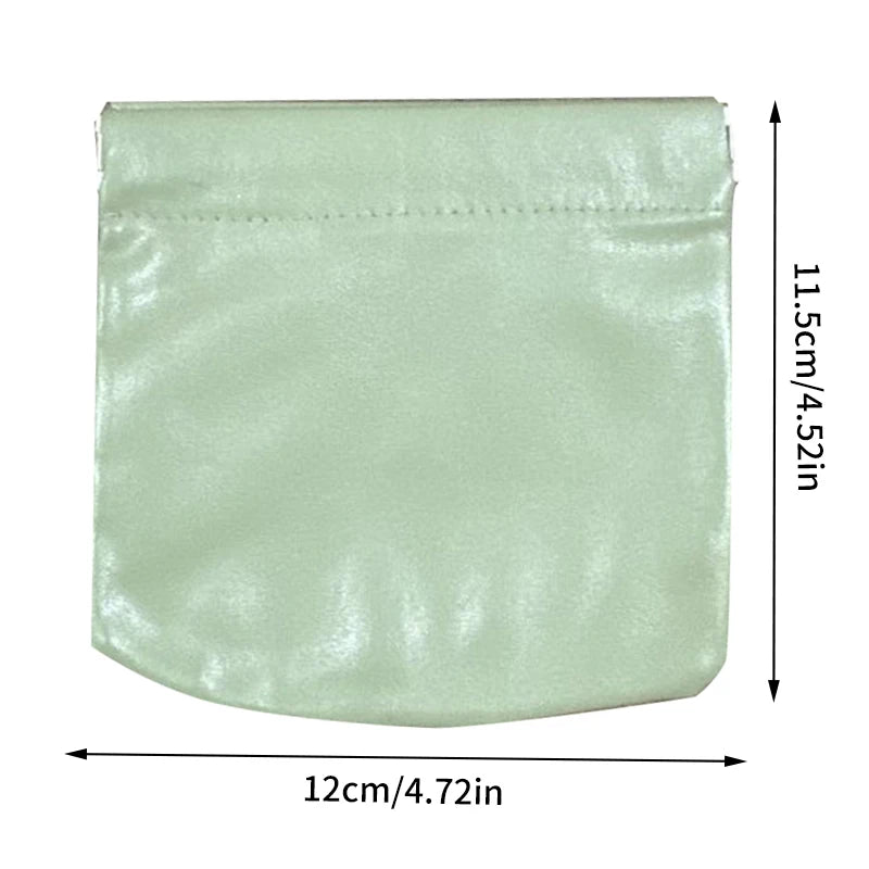 Jewelry Earphone Storage Pouch Pocket Cosmetic Bag Lipstick Leather Qme Green