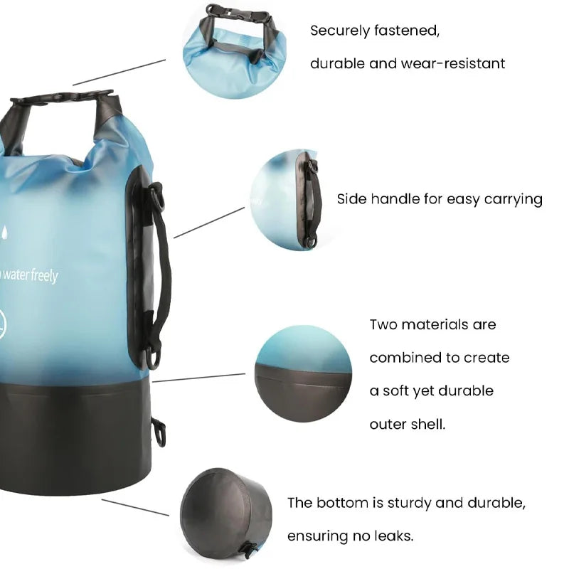 Men's and women's waterproof dry bag, 5L roll top lightweight small storage bag camping, hiking, and beach accessories backpack Qme