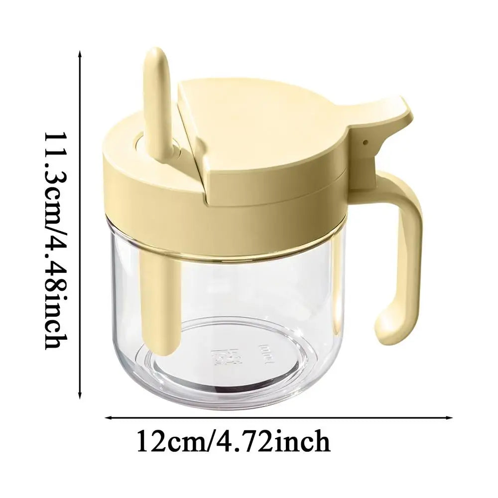 Seasoning Container with Spoon Condiment Glass Storage Seasoning Box with Lid for Kitchen Countertop Pantry Cabinet Home Camping Qme Yellow