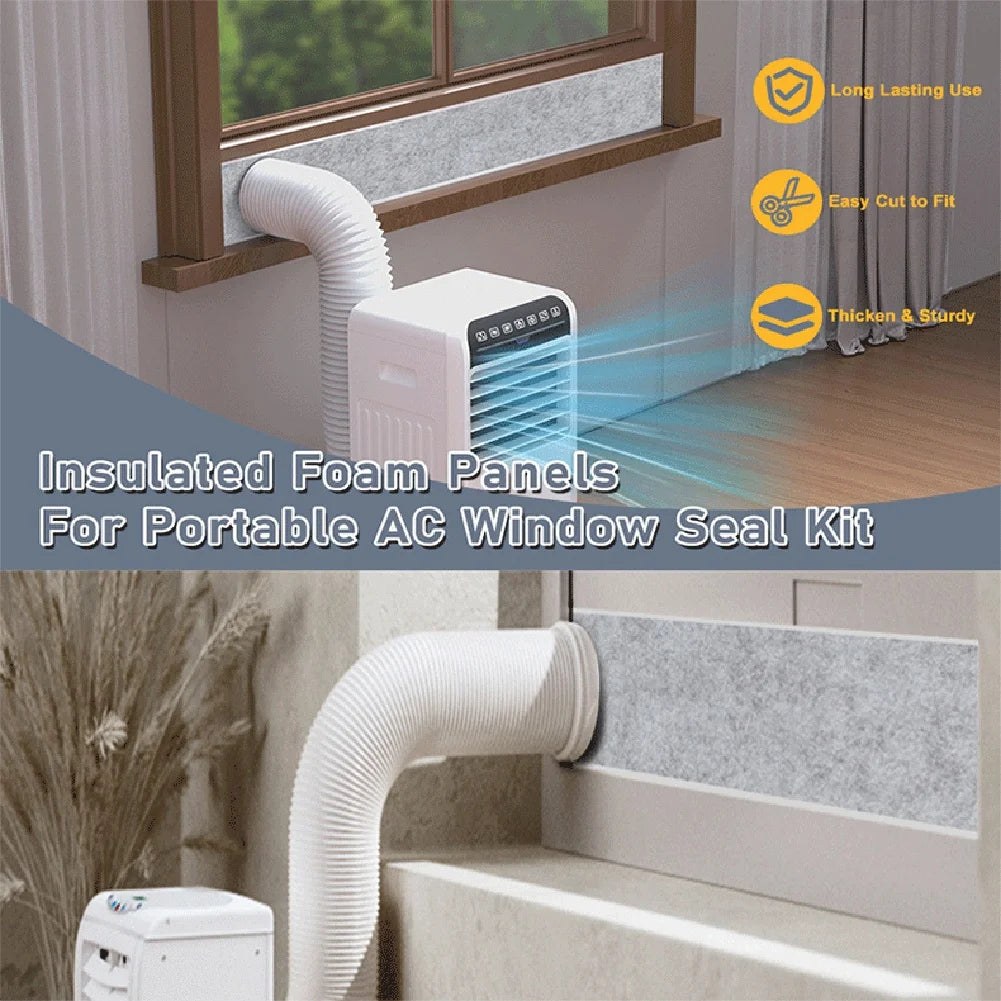 Adjustable Gray Foam Insulation Panels Window Seal Kit For Portable Air Conditioner Vent Gap Filler Home Cooling Accessories Qme