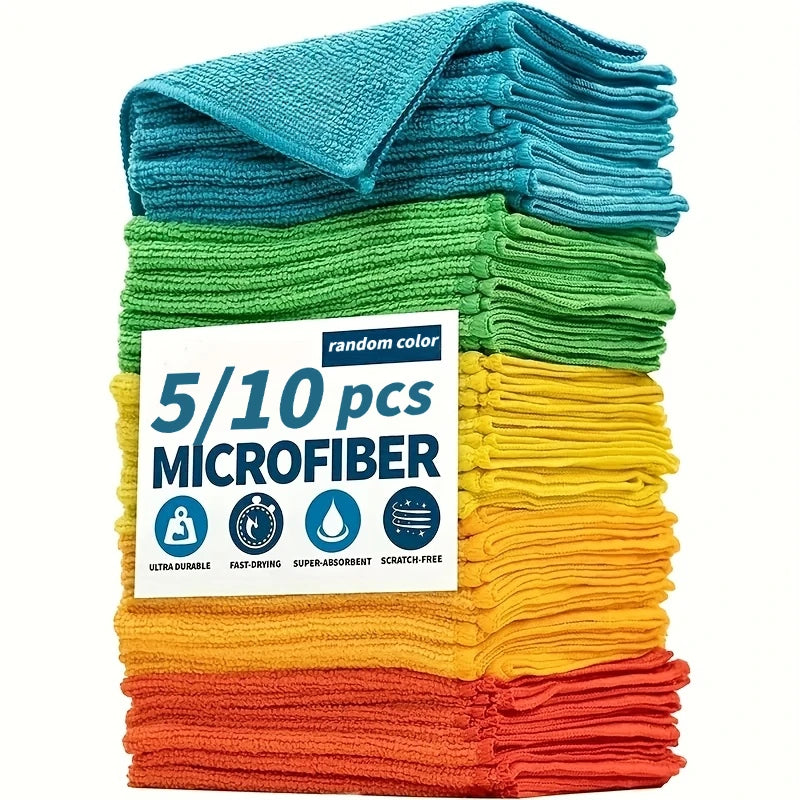 Microfiber Cleaning Cloths 10-30 Pcs Random Color Super Absorbent Lint Free Fast Drying Reusable Towels For House Cleaning Qme