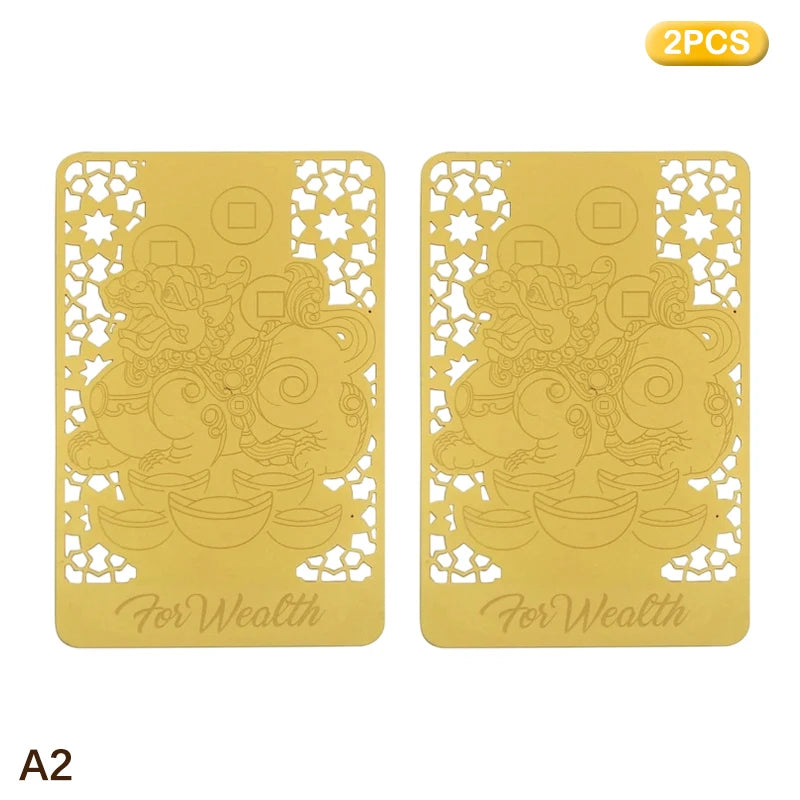 Fengshui Wealth Talisman Gold Card Chinese Prosperity Amulet With Pixiu Attracting Wealth Protection Feng Shui Home/Office Decor Qme A2