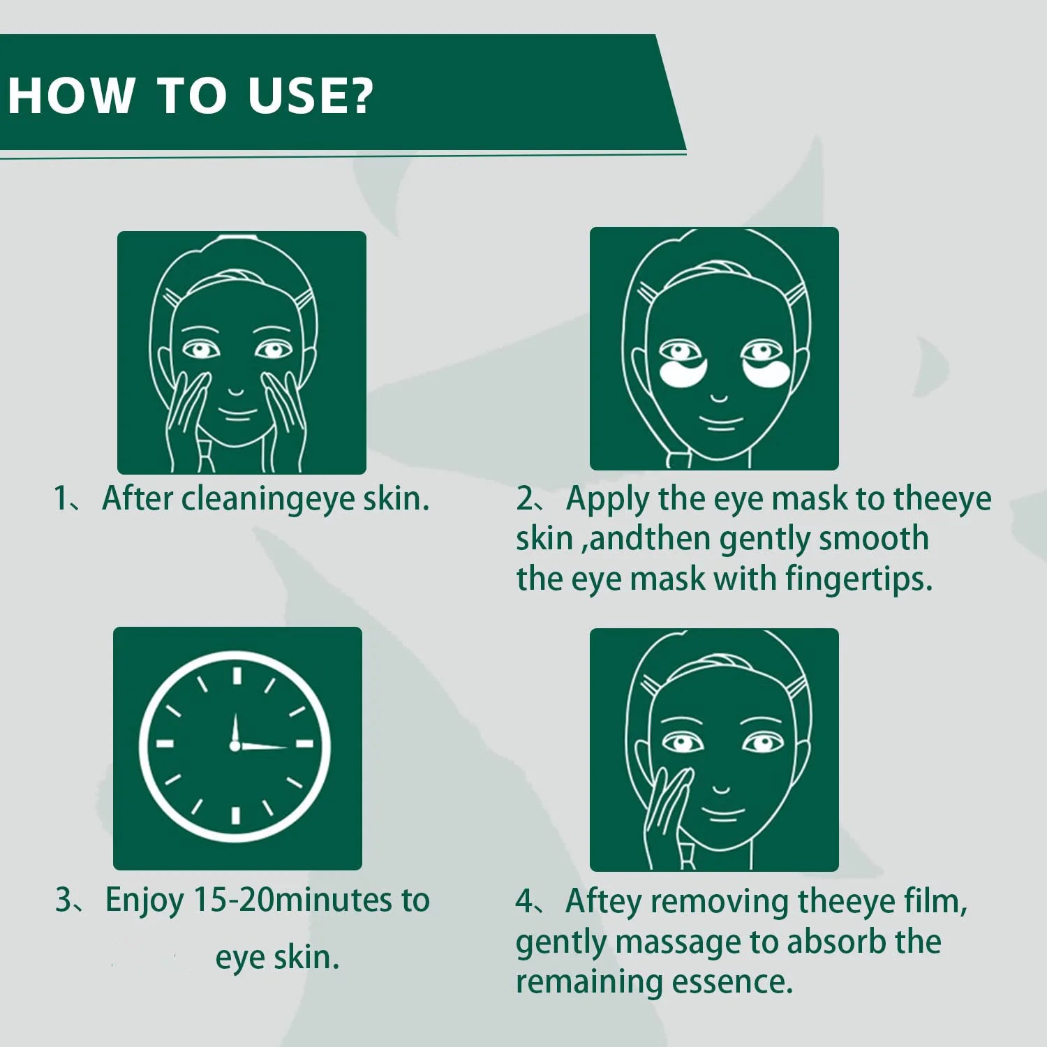 Collagen Eye Mask with Green Tea Extract, Suitable for Dark Circles and Puffiness, Moisturizing and Anti-Wrinkle, 60 Pieces Qme