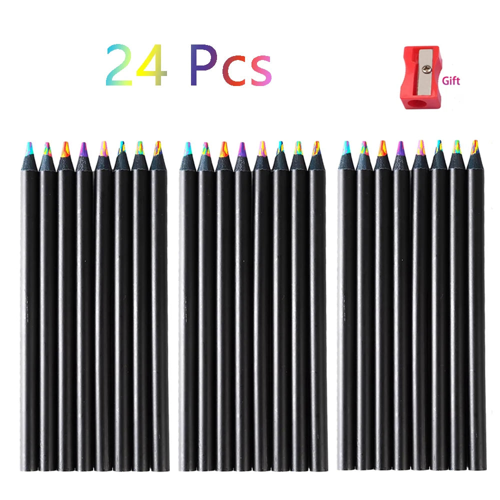 8/16/24Pcs Rainbow Pencils,Dreamy Gradient Colors - No Dust, Line 2 mm, Suitable for Professional Painting and Art Purposes Qme 24 colors