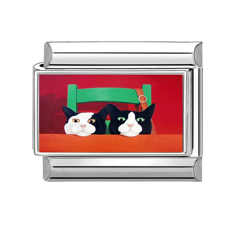 Cute Cats Birds s on the Grassland Italian Charm Fit 9mm Stainless Steel Women DIY Bracelet DropShip Fashion Jewelry Wholesale Qme Style 9